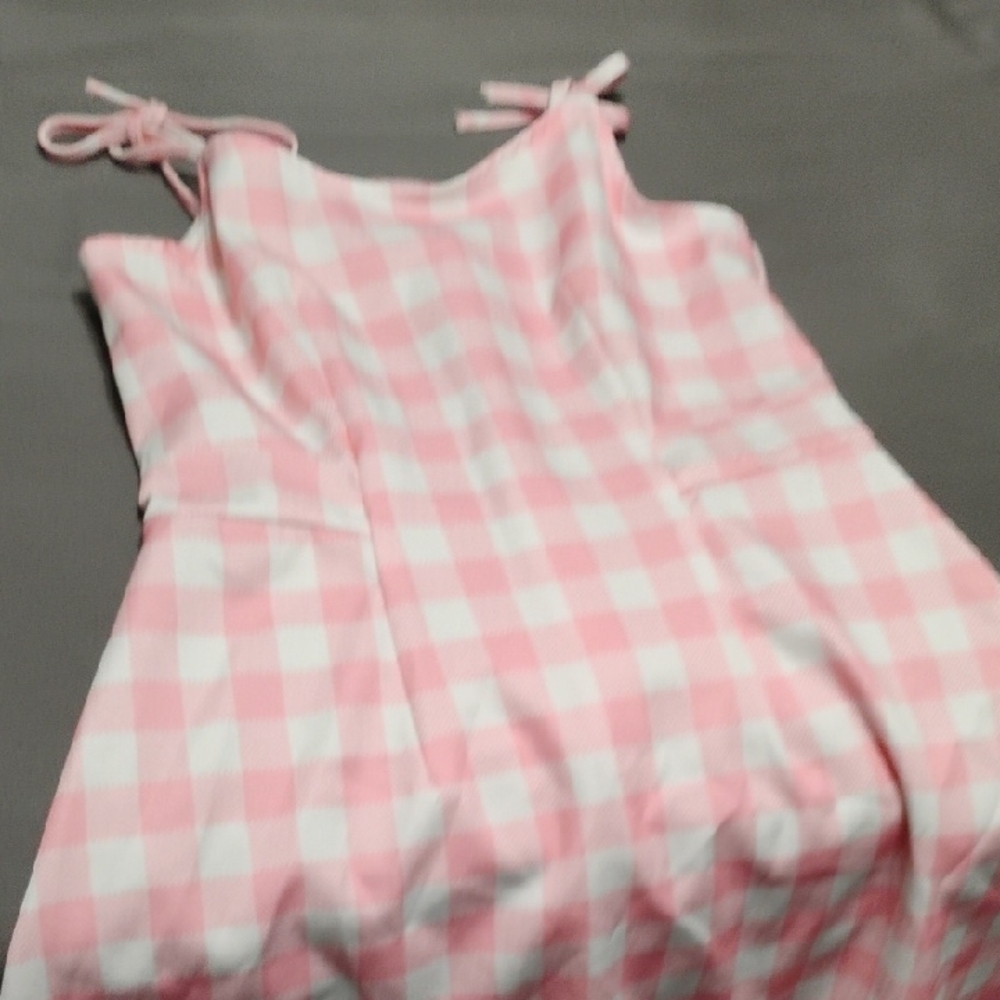 Pink and White Checkered Dress